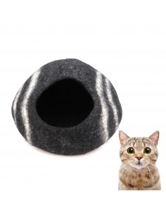 Black and white stripe cat home, cat house- free shipping from Nepal.