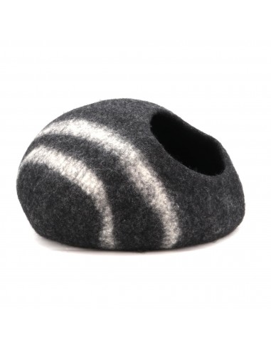 Black and white stripe cat home, cat house- free shipping from Nepal.
