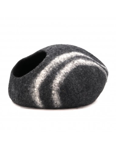 Black and white stripe cat home, cat house- free shipping from Nepal.