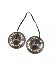 Exclusive Tibetan classic 7 metals hand-tuned tingsha bell, om mane padme hum carved chimes bell, hand-carved tingsha yoga bell 2