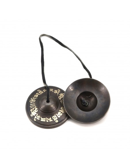Exclusive Tibetan classic 7 metals hand-tuned tingsha bell, om mane padme hum carved chimes bell, hand-carved tingsha yoga bell