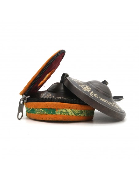 Exclusive Tibetan classic 7 metals hand-tuned tingsha bell, om mane padme hum carved chimes bell, hand-carved tingsha yoga bell