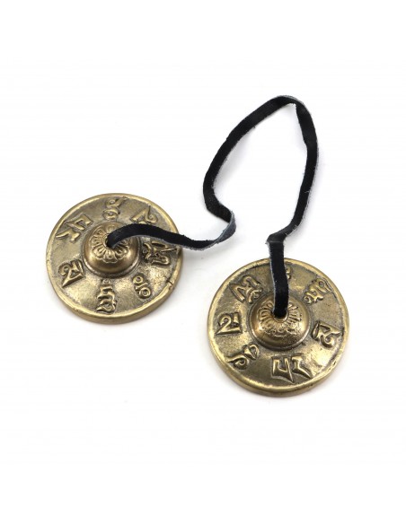 Exclusive Tibetan classic 5 metals hand-tuned tingsha bell, om mani padme hum carved chimes bell, hand-carved tingsha yoga bell