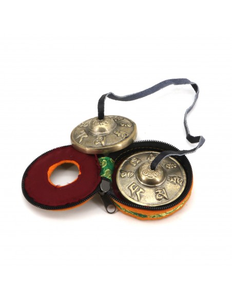 Exclusive Tibetan classic 5 metals hand-tuned tingsha bell, om mani padme hum carved chimes bell, hand-carved tingsha yoga bell