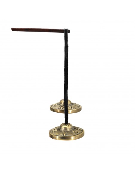 Exclusive Tibetan classic 5 metals hand-tuned tingsha bell, om mani padme hum carved chimes bell, hand-carved tingsha yoga bell