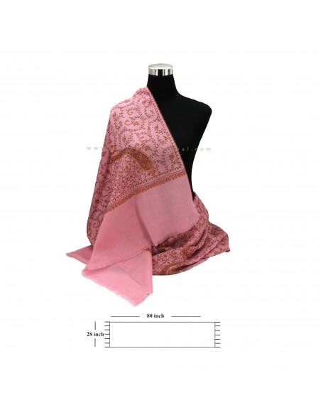 Free shipping Luxurious Pink Embroidered Shawl , 70% Pashmina 30% Silk