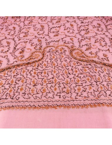 Free shipping Luxurious Pink Embroidered Shawl , 70% Pashmina 30% Silk