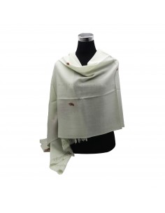 Free shipping Creamy White 70% pashmina 30% silk flower design embroidery shawl 2