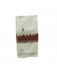 Free shipping Creamy White 70% pashmina 30% silk flower design embroidery shawl
