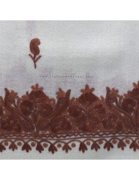 Free shipping Creamy White 70% pashmina 30% silk flower design embroidery shawl