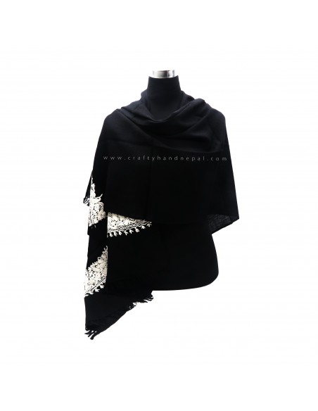Worldwide free shipping embroidered 70% pashmina 30% silk shawl