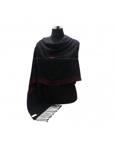 Free shipping Black color Border embroidered 70% pashmina 30% silk shawl, royal wrap of art