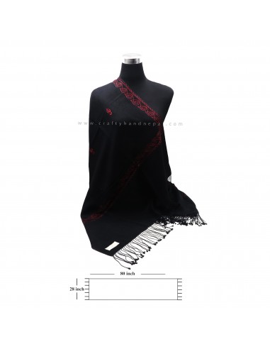 Free shipping Black color Border embroidered 70% pashmina 30% silk shawl, royal wrap of art
