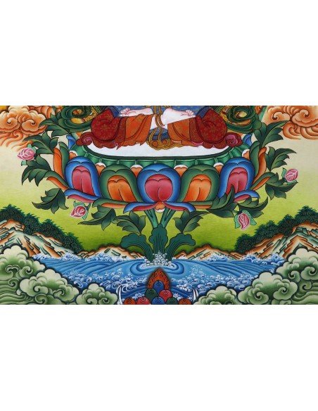 Avalokiteshvara Buddha four-arms, carrying a rose flower in the right hand and shankha beads in left