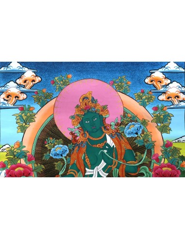 Tibetan painting, Princess Green tara, Thangka Painting, Buddhist Deity, tara paintings, 20x16 inches