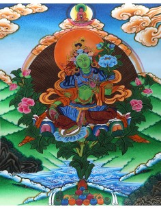 Original handmade Tibetan thanka green tara, painting with silk brocade meditation thangka, tara paintings, arya tara, 21x15.5
