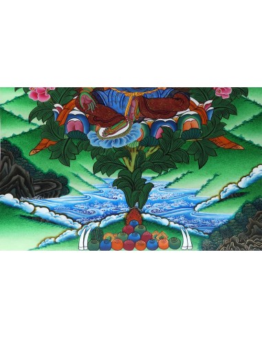 Original handmade Tibetan thanka green tara, painting with silk brocade meditation thangka, tara paintings, arya tara, 21x15.5