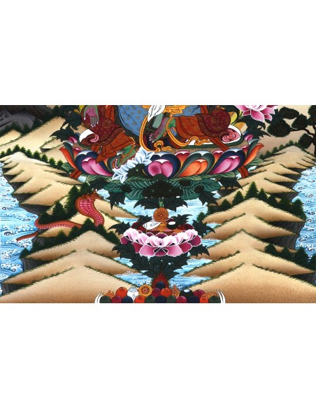 Original hand-painted Tibetan thanka green tara, painting with silk brocade meditation thangka, tara paintings, arya tara, 24x18