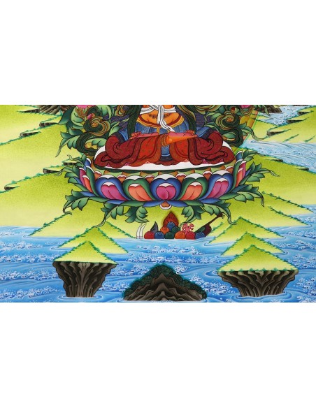 Manjushri god of wisdom, right hand holding PRAJNA KHADGA - the sword of wisdom, cotton canvas thangka painting