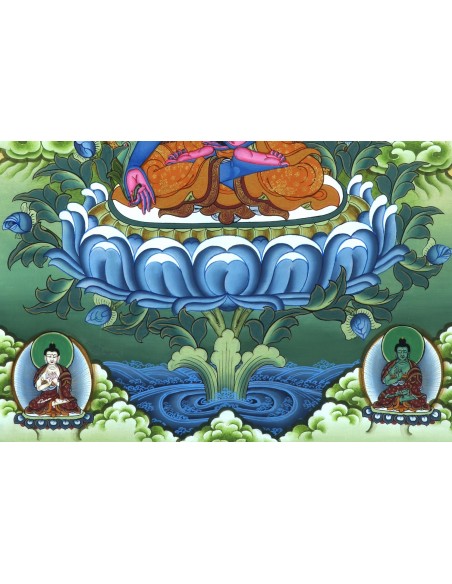 5 Buddhas, Shakyamuni buddha, vairochana buddha, amitabha buddha, amogasiddhi buddha Cotton Canvas Thangka Painting