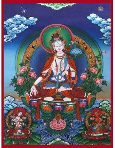White tara long-life, healing, compassion, health, Thangka, cotton canvas, 24 karats pure gold, mineral and vegetable pigments