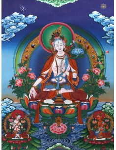 White tara long-life, healing, compassion, health, Thangka, cotton canvas, 24 karats pure gold, mineral and vegetable pigments 2