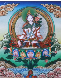 White tara long-life, healing, compassion, health, Thangka, cotton canvas, Mantra, Spirituality, Enlightenment 2