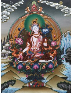 White tara long-life, healing, compassion, health, Thangka, cotton canvas, Mantra, Spirituality, Enlightenment 2