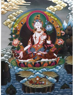 White tara long-life, healing, compassion, health, Thangka, cotton canvas, Mantra, Spirituality, Enlightenment 2
