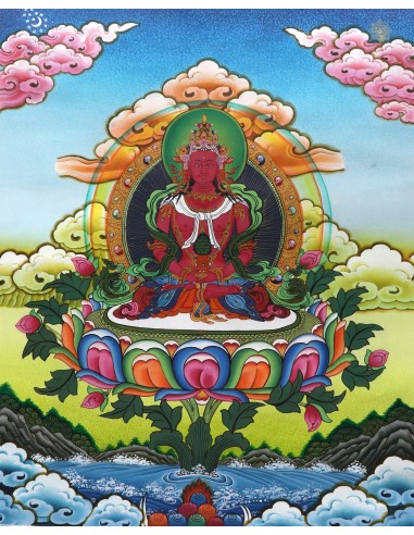Amitayu, Amitayus diety of longevity Thangka Painting 20"x16"