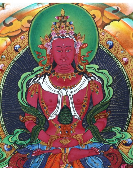 Amitayu, Amitayus diety of longevity Thangka Painting 20"x16"