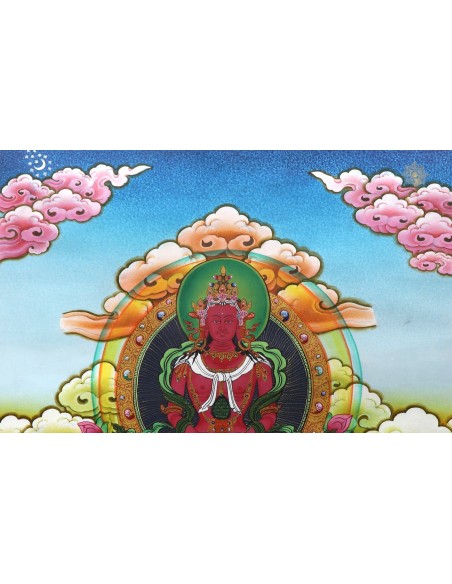 Amitayu, Amitayus diety of longevity Thangka Painting 20"x16"