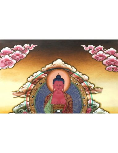 Buddha of Unmeasured Life, Buddha of the Western Paradise, handmade thangka art painting
