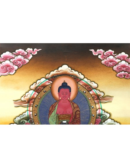 Buddha of Unmeasured Life, Buddha of the Western Paradise, handmade thangka art painting