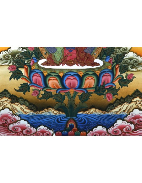 Buddha of Unmeasured Life, Buddha of the Western Paradise, handmade thangka art painting