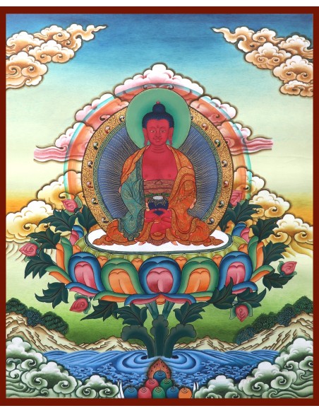 Buddha of the Western Paradise, 24K pure gold details, enlightenment, dharma, buddhism, namo amitabha, pure land, compassion