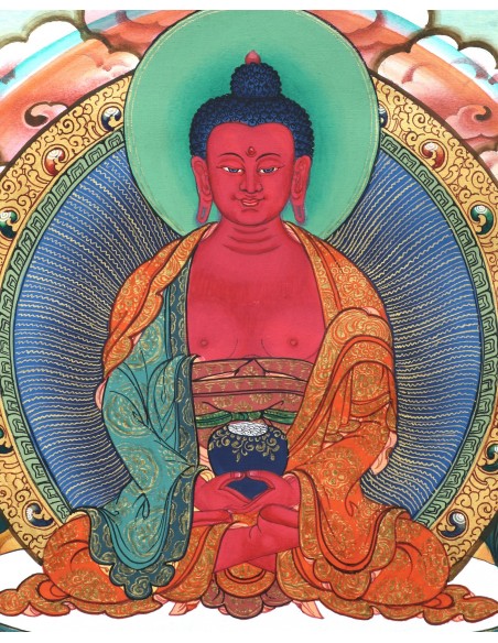 Buddha of the Western Paradise, 24K pure gold details, enlightenment, dharma, buddhism, namo amitabha, pure land, compassion