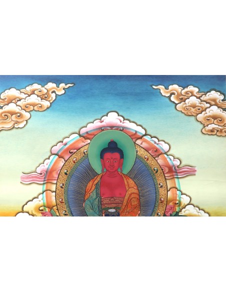 Buddha of the Western Paradise, 24K pure gold details, enlightenment, dharma, buddhism, namo amitabha, pure land, compassion