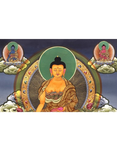 24 karat gold, mineral and vegetable pigments, handmade thangka art painting gift from Nepal, Tathagata, Buddha, Bhagavat, Sugat