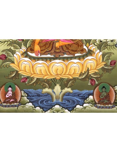 24 karat gold, mineral and vegetable pigments, handmade thangka art painting gift from Nepal, Tathagata, Buddha, Bhagavat, Sugat