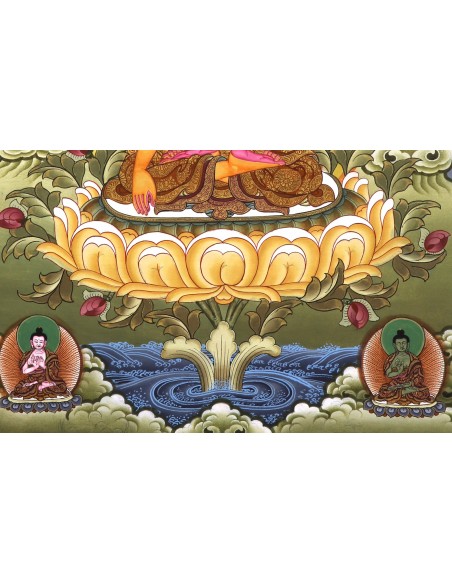 24 karat gold, mineral and vegetable pigments, handmade thangka art painting gift from Nepal, Tathagata, Buddha, Bhagavat, Sugat