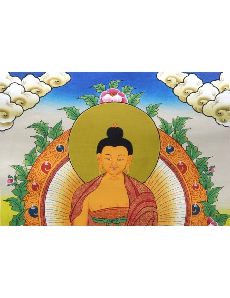 Gautam Buddha, Buddha, Siddhartha Gautam, Lord Buddha Thangka, cotton canvas, 24 karat gold, Enlightenment