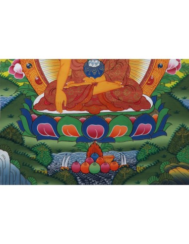 Gautam Buddha, Buddha, Siddhartha Gautam, Lord Buddha Thangka, cotton canvas, 24 karat gold, Enlightenment