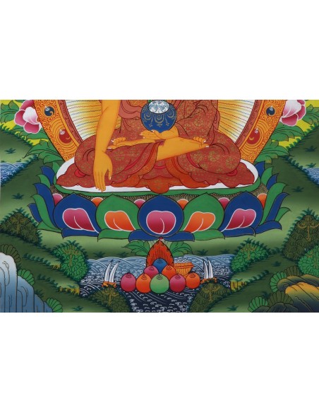 Gautam Buddha, Buddha, Siddhartha Gautam, Lord Buddha Thangka, cotton canvas, 24 karat gold, Enlightenment