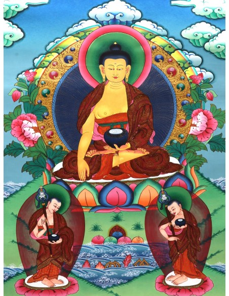 Enlightenment, Buddhism, Dharma, Sangha, Mindfulness, Meditation, Nirvana, mineral and vegetable pigments, handmade thangka art