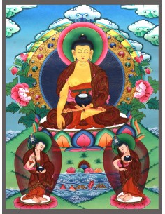 Enlightenment, Buddhism, Dharma, Sangha, Mindfulness, Meditation, Nirvana, mineral and vegetable pigments, handmade thangka art