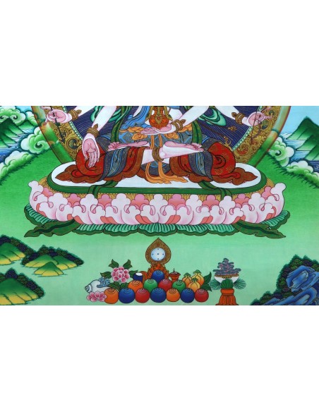 the elimination of obstacles, and the attainment of long life and wisdom, Victorious Lady, three faces and eight arms, 24k gold