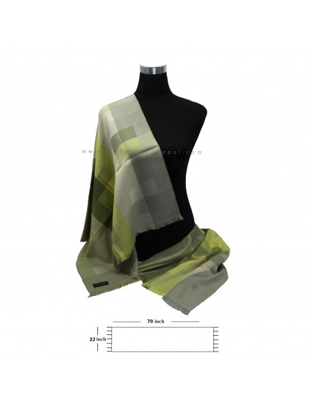 Unisex Modern design check yellow and green pure silk design Exclusive 100% cashmere pashmina,22x70 inches,warm Silk Enchantment