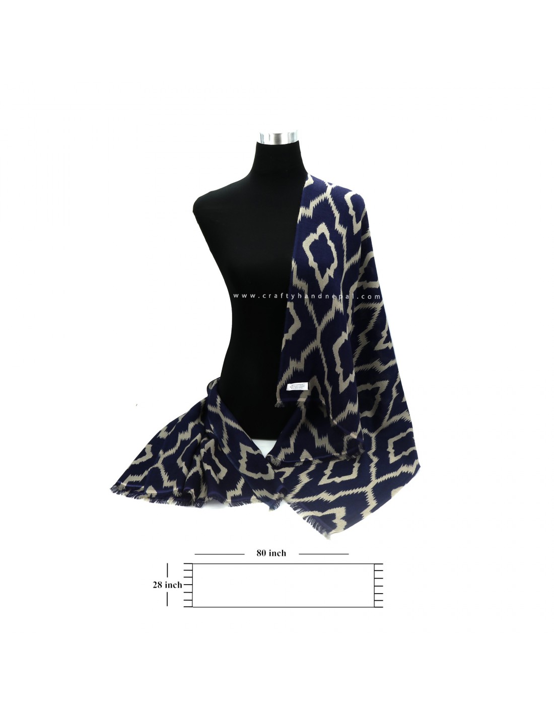 Navy Blue Cashmere Scarf | Pure Pashmina