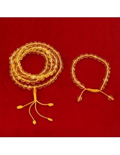 Citrine Japa mala and bracelet set, spiritual properties that promote positive energy and reduce depression in the wearer's life